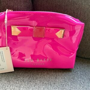 Ted Baker Fuchsia Cosmetic Bag with Gold Accents